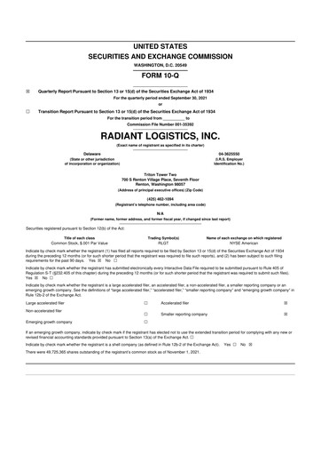 Thumbnail Radiant Logistics
 10-Q Quarterly Report FY2022 