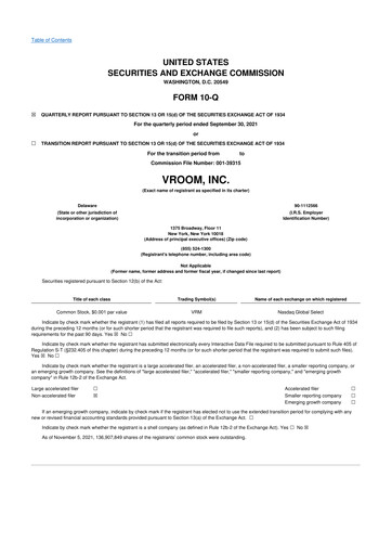 Thumbnail Vroom 10-Q Quarterly Report FY2021 