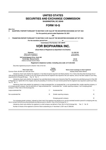 Thumbnail Vor Biopharma 10-Q Quarterly Report FY2021 