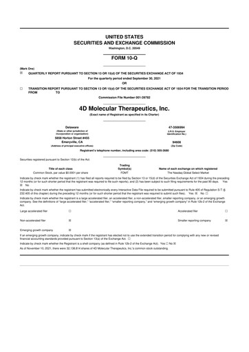 Thumbnail 4D Molecular Therapeutics 10-Q Quarterly Report FY2021 