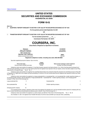 Vorschaubild Coursera 10-Q Quartalsbericht 2021 