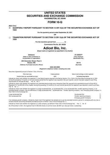 Thumbnail Adicet Bio 10-Q Quarterly Report FY 