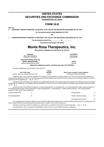 Thumbnail Monte Rosa Therapeutics 10-Q Quarterly Report FY2021 