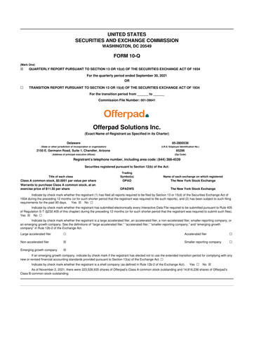 Thumbnail Offerpad 10-Q Quarterly Report FY2021 