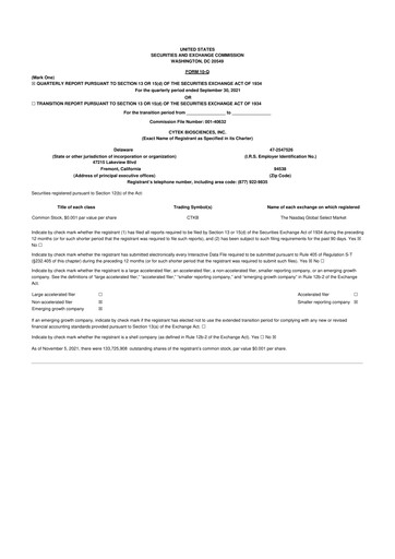 Vorschaubild Cytek Biosciences 10-Q Quartalsbericht 2021 