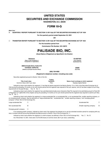 Thumbnail Palisade Bio 10-Q Quarterly Report FY2021 
