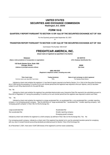 Thumbnail FreightCar America
 10-Q Quarterly Report FY2021 