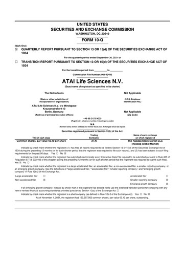 Thumbnail atai Life Sciences 10-Q Quarterly Report FY2021 