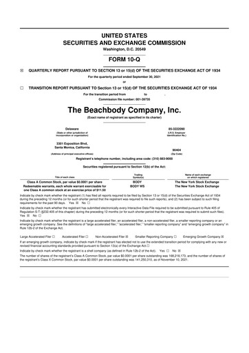 Thumbnail The Beachbody Company 10-Q Quarterly Report FY2021 