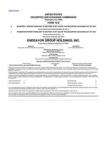 Thumbnail Endeavor Group 10-Q Quarterly Report FY2021 