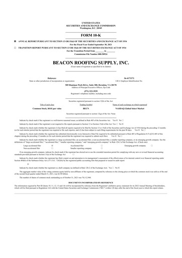 Miniature Beacon Roofing Supply 10-K Rapport annuel 2021