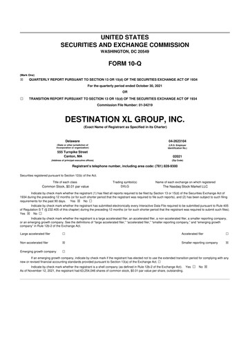 Vorschaubild Destination XL 10-Q Quartalsbericht 2021 