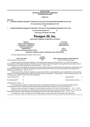 Thumbnail Paragon 28 10-Q Quarterly Report FY2021 