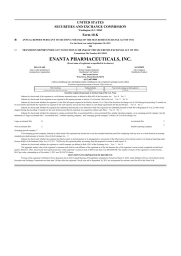 Thumbnail Enanta Pharmaceuticals
 10-K Annual Report 2021