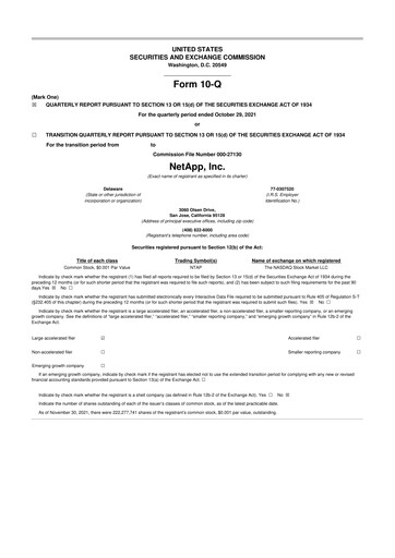 Miniature NetApp
 10-Q Rapport trimestriel 2022 