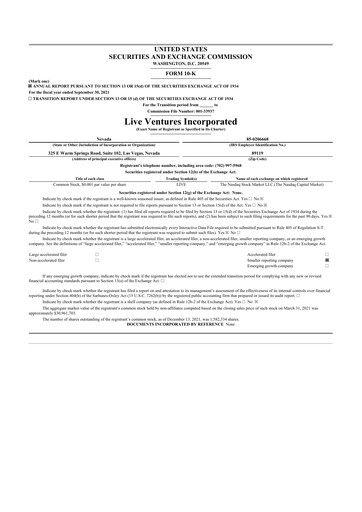 Thumbnail Live Ventures 10-K Annual Report 2021