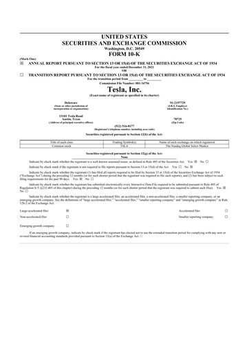 Thumbnail Tesla 10-K Annual Report 2021