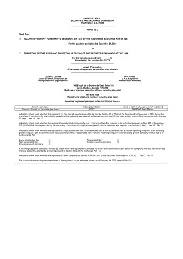 Miniature Grace Therapeutics 10-Q Rapport trimestriel 2021 