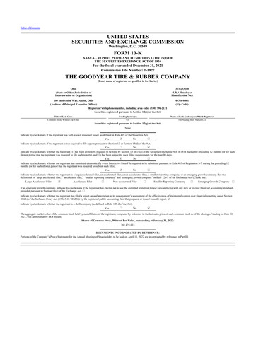 Thumbnail Goodyear 10-K Annual Report 2021