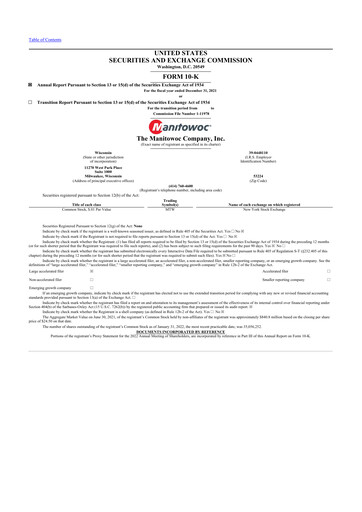 Thumbnail The Manitowoc Company
 10-K Annual Report 2021