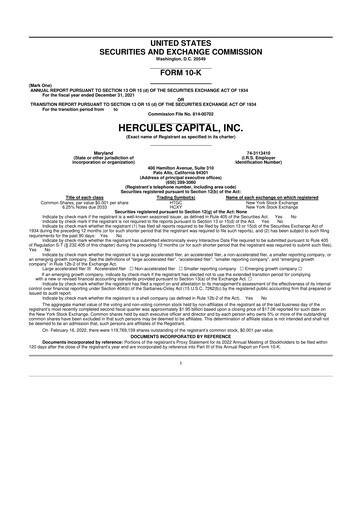 Miniature Hercules Capital
 10-K Rapport annuel 