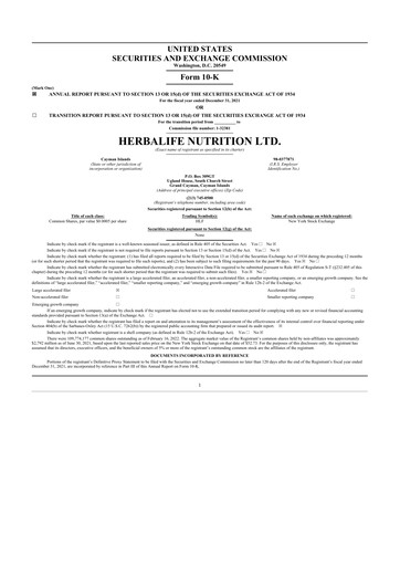 Thumbnail Herbalife 10-K Annual Report 2021