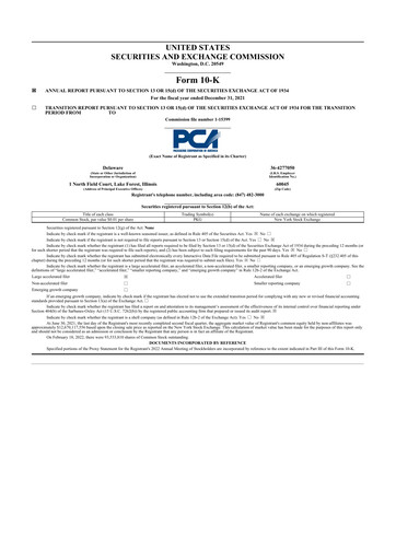 Thumbnail Packaging Corporation of America
 10-K Annual Report 2021