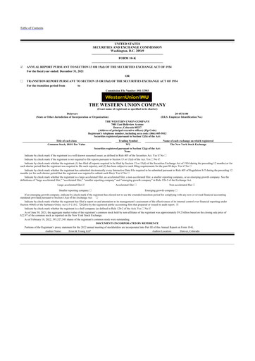 Thumbnail Western Union 10-K Annual Report 2021