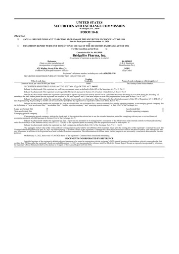 Thumbnail BridgeBio Pharma
 10-K Annual Report 2021