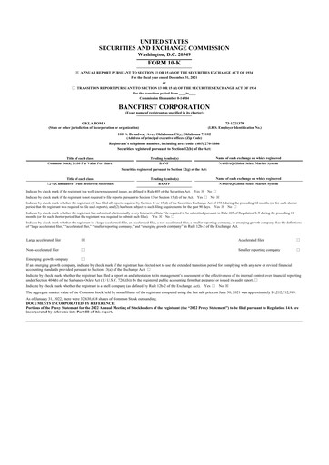 Miniature BancFirst 10-K Rapport annuel 2021