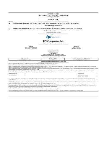 Vorschaubild TPI Composites 10-K Jahresbericht 2021