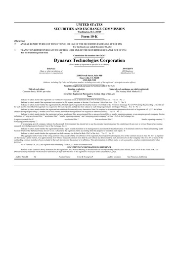 Thumbnail Dynavax Technologies
 10-K Annual Report 2021