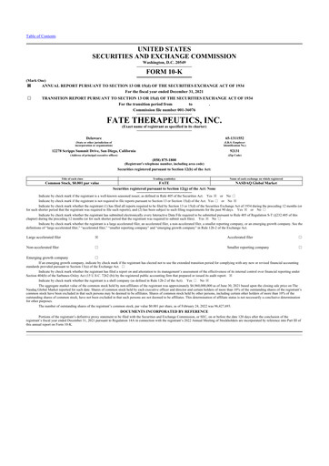 Thumbnail Fate Therapeutics
 10-K Annual Report 