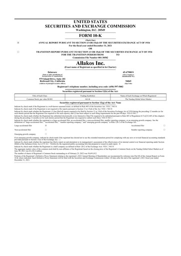 Thumbnail Allakos 10-K Annual Report 2021