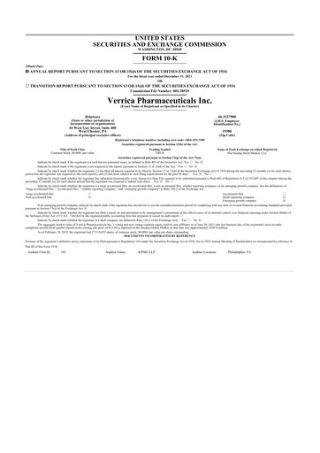 Thumbnail Verrica Pharmaceuticals 10-K Annual Report 2021