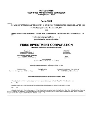 Thumbnail Fidus Investment Corporation 10-K Annual Report 