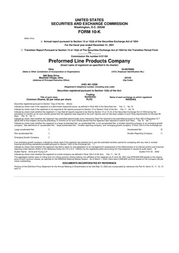 Thumbnail Preformed Line Products 10-K Annual Report 2021