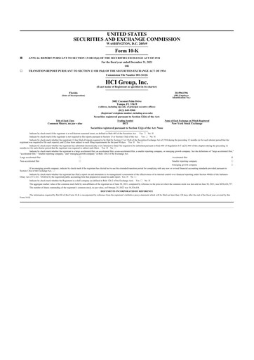 Miniature HCI Group
 10-K Rapport annuel 2021