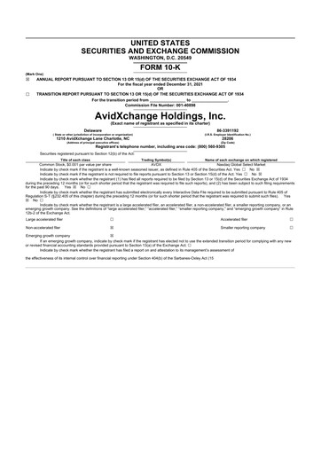 Thumbnail AvidXchange 10-K Annual Report 2021