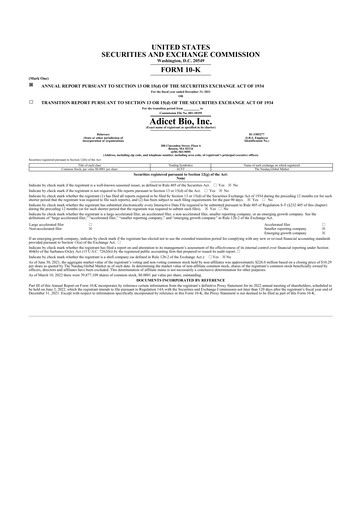 Thumbnail Adicet Bio 10-K Annual Report 2021