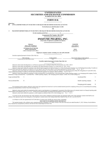 Thumbnail Inozyme Pharma 10-K Annual Report 2021
