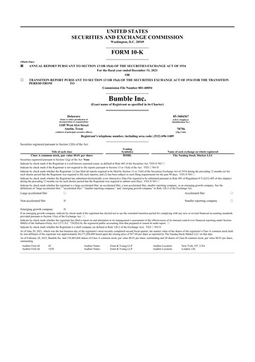 Thumbnail Bumble 10-K Annual Report 2021