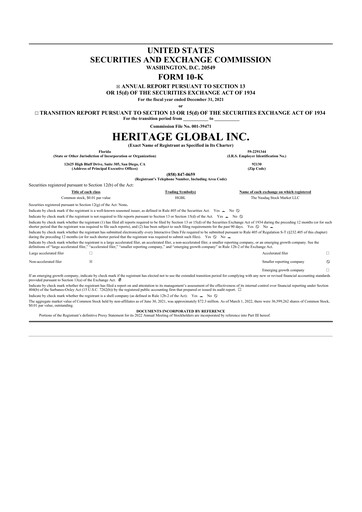 Miniature Heritage Global 10-K Rapport annuel 2021