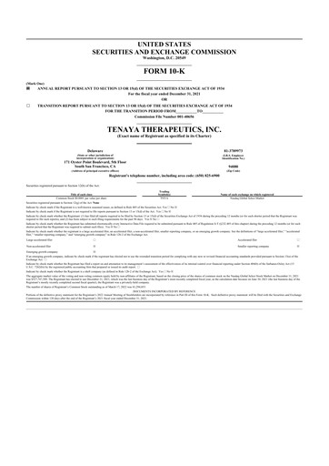 Thumbnail Tenaya Therapeutics 10-K Annual Report 2021