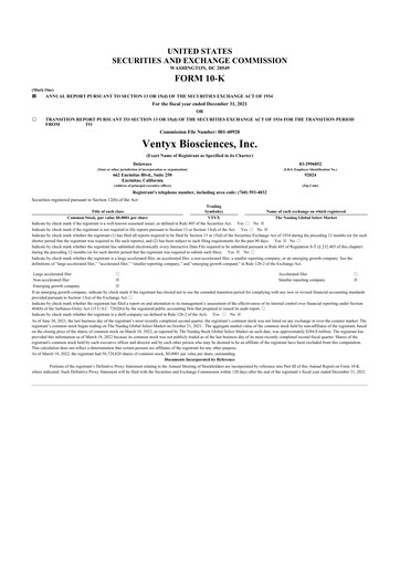 Vorschaubild Ventyx Biosciences 10-K Jahresbericht 2021