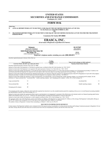 Thumbnail Erasca 10-K Annual Report 2021