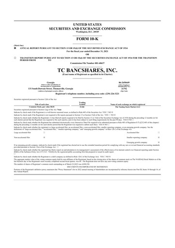 Thumbnail TC Bancshares 10-K Annual Report 2021
