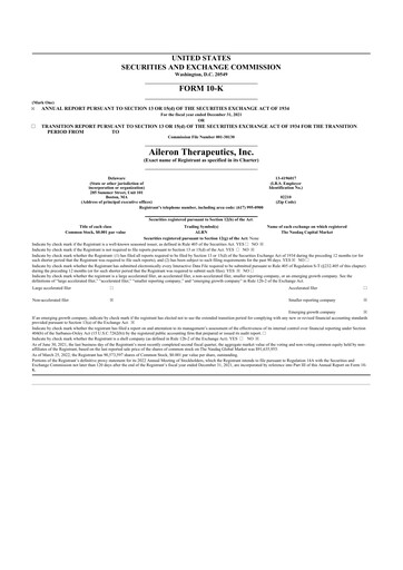 Thumbnail Rein Therapeutics 10-K Annual Report 2021