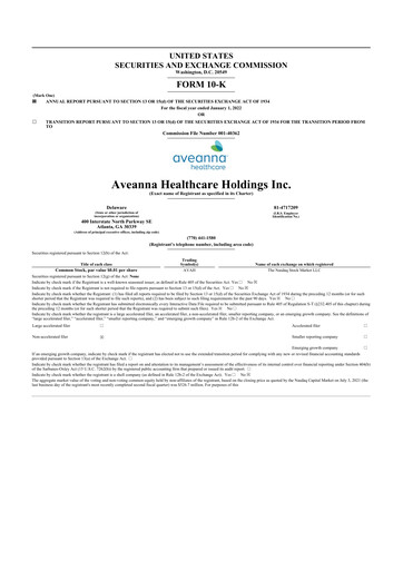 Thumbnail Aveanna Healthcare 10-K Annual Report 2022