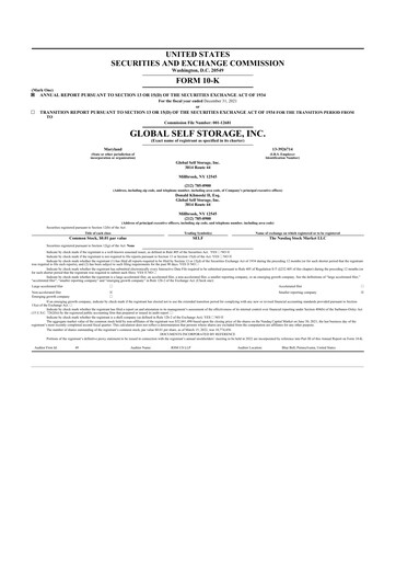 Vorschaubild Global Self Storage 10-K Jahresbericht 2021
